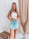 Baywood Distressed Denim Mini Skirt