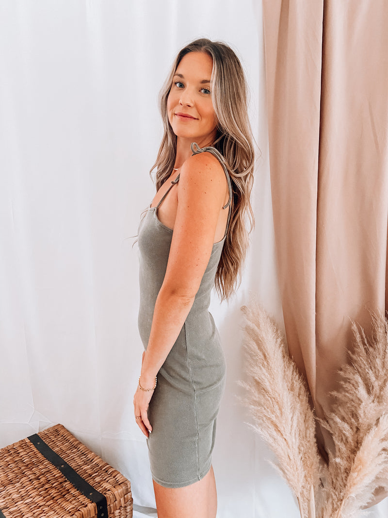 Stargazing Smoked Olive Bodycon Dress