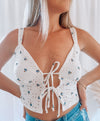 Periwinkle White Floral Crop Top