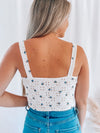 Periwinkle White Floral Crop Top