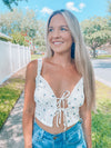 Periwinkle White Floral Crop Top