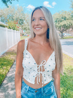 Periwinkle White Floral Crop Top