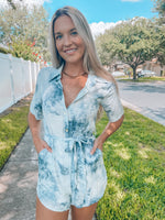 Juniper Blue Tie-Dye Button Up Romper