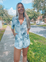 Juniper Blue Tie-Dye Button Up Romper