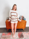 Ivory Lounge Set With Long-sleeved Sweater and Shorts